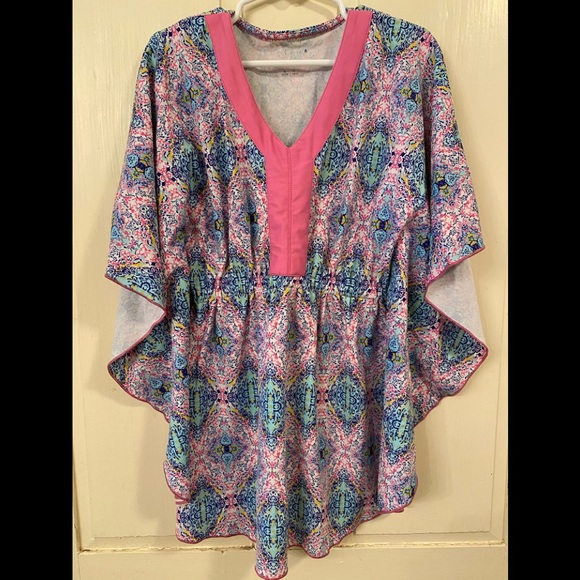 Cabana Life Other - Cabana Life UPF Pink Blue Swim Cover Up and Suit 6